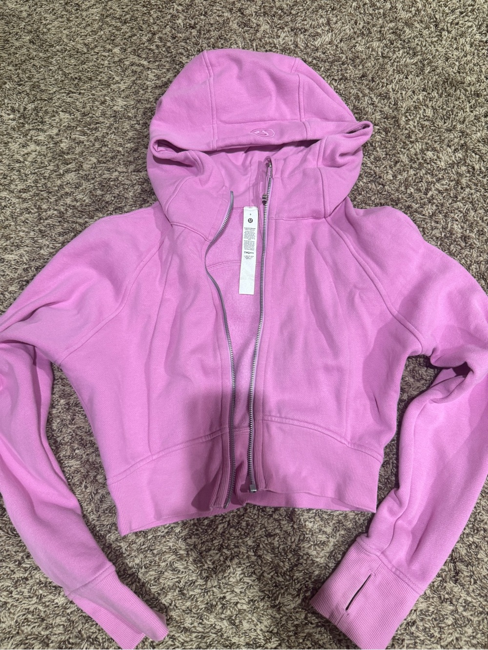 LuluLemon Pink Cropped Zip Hoodie